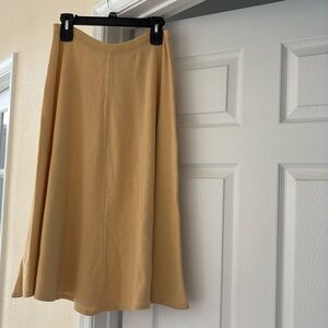 Vintage Rodier Paris yellow ribbed knit sweater swing long  skirt